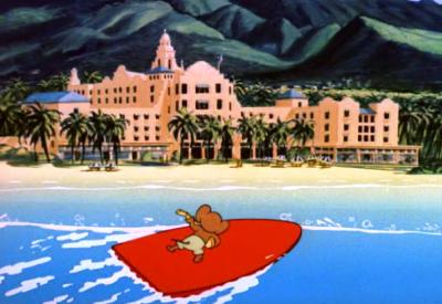 TOM & JERRY "Cruise Cat" Jerry surfs Royal Hawaiian